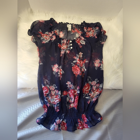 Dynamite Navy Floral Top, Size Small - Picture 4 of 4